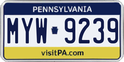 PA license plate MYW9239