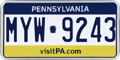 PA license plate MYW9243