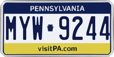 PA license plate MYW9244