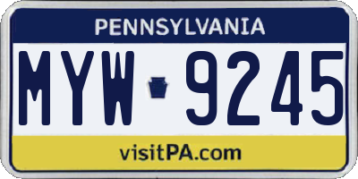 PA license plate MYW9245
