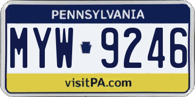 PA license plate MYW9246