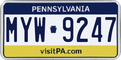 PA license plate MYW9247
