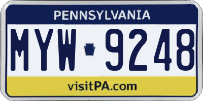 PA license plate MYW9248