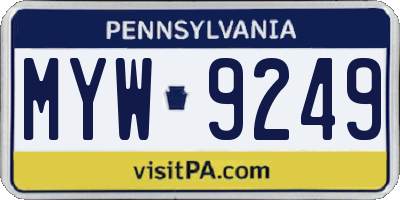 PA license plate MYW9249