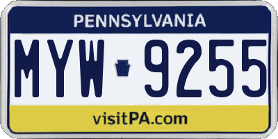 PA license plate MYW9255