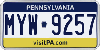 PA license plate MYW9257
