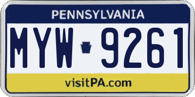PA license plate MYW9261