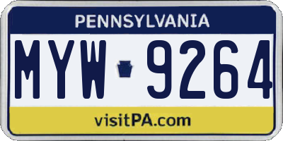 PA license plate MYW9264