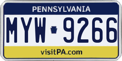 PA license plate MYW9266