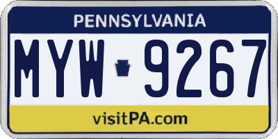 PA license plate MYW9267