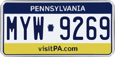 PA license plate MYW9269