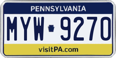 PA license plate MYW9270