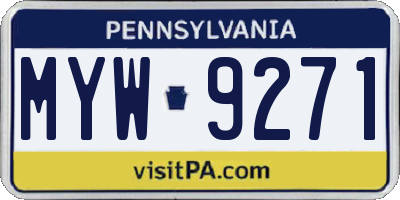 PA license plate MYW9271