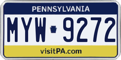 PA license plate MYW9272