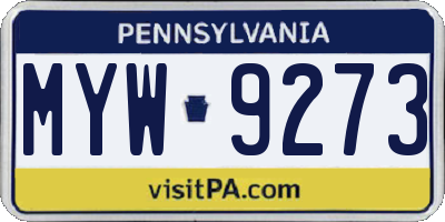 PA license plate MYW9273