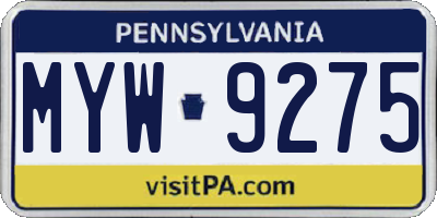 PA license plate MYW9275