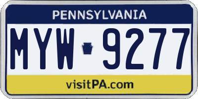 PA license plate MYW9277