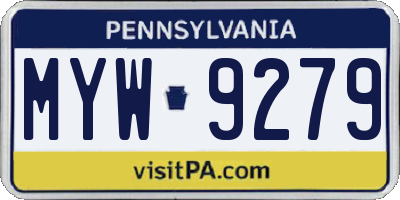 PA license plate MYW9279