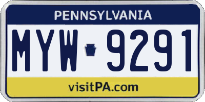 PA license plate MYW9291