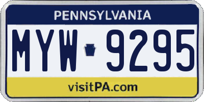 PA license plate MYW9295