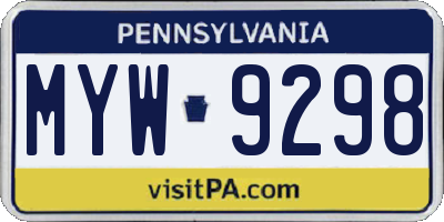 PA license plate MYW9298