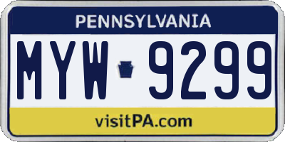 PA license plate MYW9299