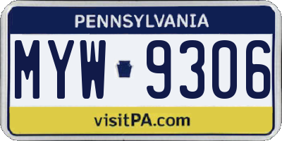 PA license plate MYW9306