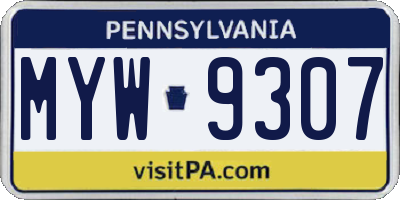 PA license plate MYW9307