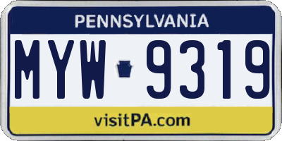 PA license plate MYW9319