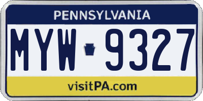 PA license plate MYW9327