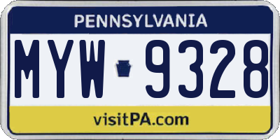 PA license plate MYW9328