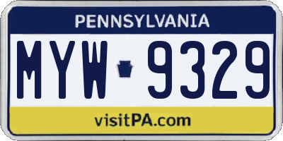 PA license plate MYW9329