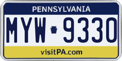 PA license plate MYW9330