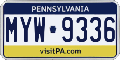 PA license plate MYW9336