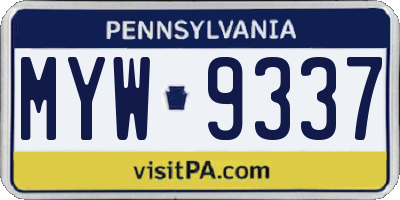 PA license plate MYW9337