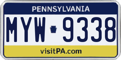 PA license plate MYW9338