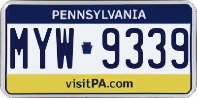 PA license plate MYW9339