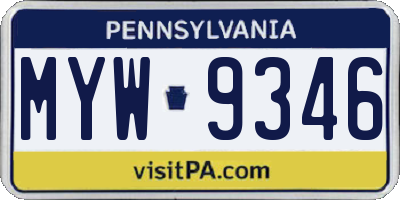 PA license plate MYW9346
