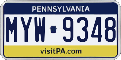 PA license plate MYW9348