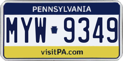 PA license plate MYW9349