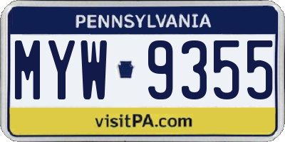 PA license plate MYW9355