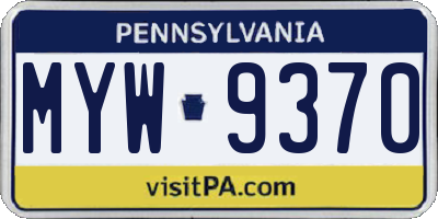 PA license plate MYW9370