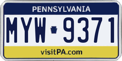 PA license plate MYW9371
