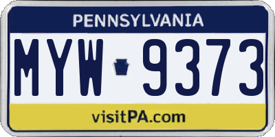 PA license plate MYW9373