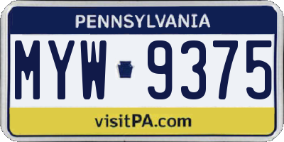 PA license plate MYW9375