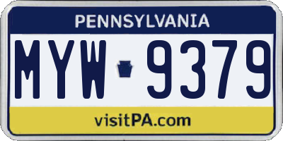 PA license plate MYW9379