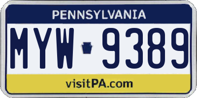 PA license plate MYW9389