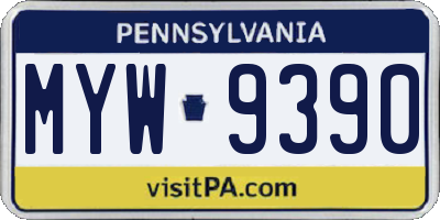 PA license plate MYW9390