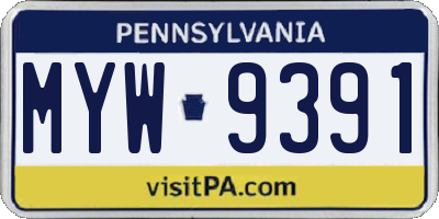 PA license plate MYW9391