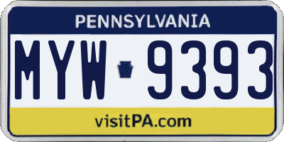 PA license plate MYW9393